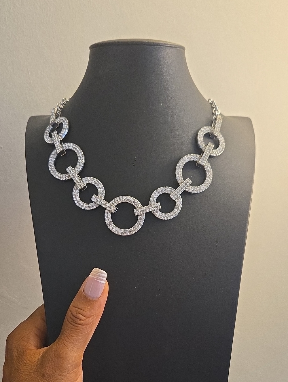Paparazzi Silver Pave Link Circle Necklace